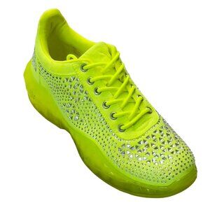 CAPE ROBBIN Women's Shoes Neon Remi Fashion Sneaker Rhinestones Lace-up Size 8